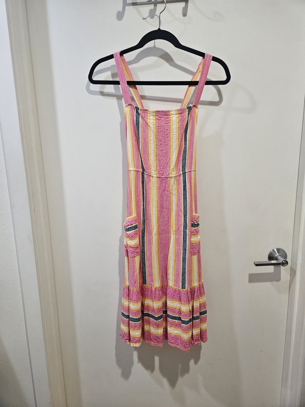 BB Dakota Pink, Yellow & Green Striped Midi Sundress